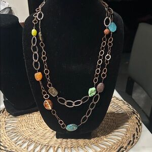 Bohemian Beaded Necklace with Mixed Stones